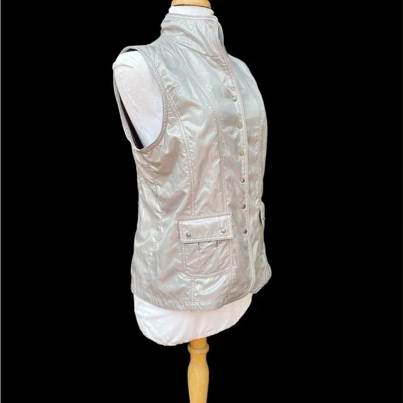 Japanese Brand Rue de Bac Vest Silver Grey Metallic - Picture 10 of 14